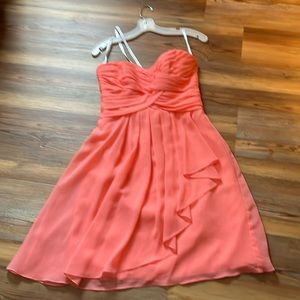 David’s Bridal Strapless Coral Dress Size 4